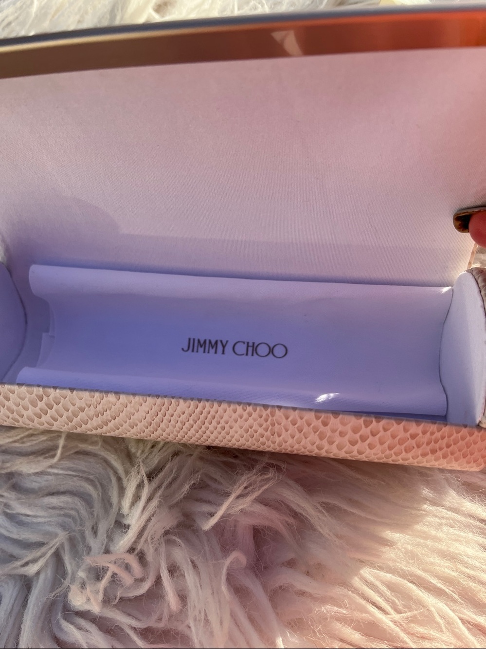 Jimmy Choo Pale Pink Snake-Effect Glasses Case - Picture 7 of 12